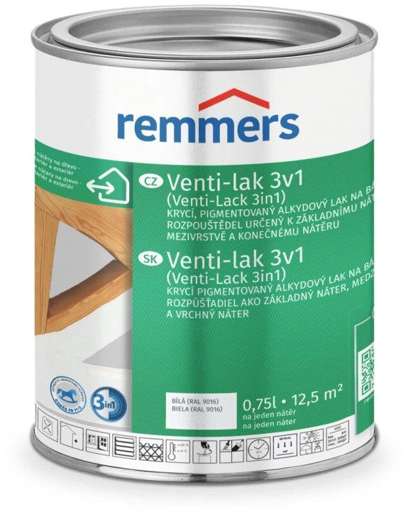 Remmers Venti-Lak 3 in 1, 0,75 l, white RAL 9016 - Wood Varnish