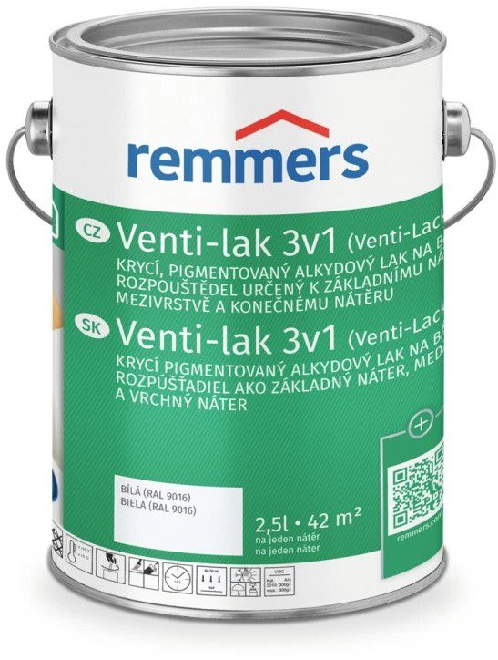 Remmers Venti-Lak 3 in 1, 2,5 l, white RAL 9016 - Wood Varnish