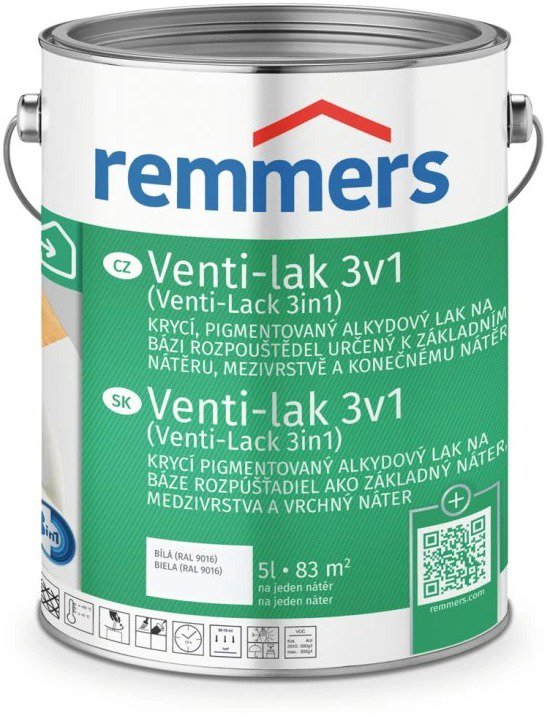 Remmers Venti-Lak 3 in 1, 5,0 l, white RAL 9016 - Wood Varnish