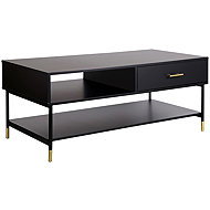 Atmosphera Black coffee table TEDY, with drawer, 110 × 60 cm - Coffee Table