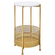 Mauro Ferretti Coffee table with basket, gold construction, diameter 35 cm - Coffee Table