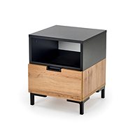 Halmar Bedside table Silvia, oak wotan / black, laminated - Night Stand