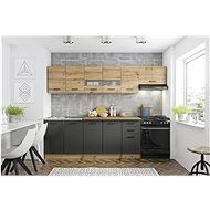 Halmar Kuchyňská linka Perla 260 cm, šedá + dekor dub artisan - Kitchen Unit