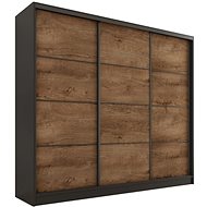Cheapest furniture Harazia 200 without mirror, with 4 drawers and 2 wardrobe rods, black matt / oak  - Wardrobe