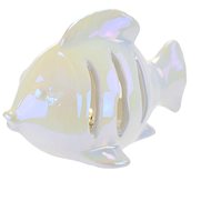 DOMMIO Ceramic fish with LED, white pearl, 10 × 14 cm - Decoration