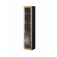Cama Vitrína Vigo 180 cm sklo, černá/dub wotan - Vitrína
