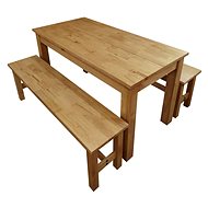 IdeaNabytek Stůl 140 × 70 cm + 2 lavice Corona 2 vosk - Jídelní set