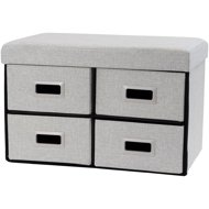 StarDeco Storage chest in grey 38 cm FU223WH - Ottoman