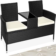 Tectake Garden armchair with table, black/beige - Garden Armchair