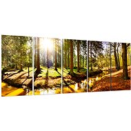 LIOX Painting river in forest, 100 × 40 cm, five-piece - Painting