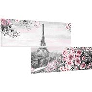 LIOX Pink and grey Eiffel Tower painting, 160 × 80 cm, two-part - Painting