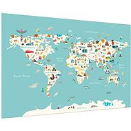 LIOX Children's world map with pictures, 100 × 65 cm - Painting