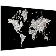 LIOX Black and white world map, 120 × 80 cm - Painting