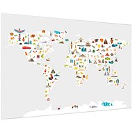 LIOX World map with icons, 90 × 60 cm - Painting