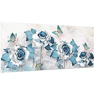 LIOX Blue and white roses, 150 × 65 cm - Painting