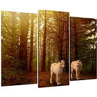 LIOX Painting wolves in the forest, 60 × 40 cm, three-piece - Painting