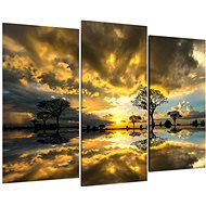 LIOX Mirrored landscape at sunset, 75 × 50 cm, three-piece - Painting