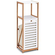 ZELLER Bathroom shelf with laundry basket, bamboo - Shelving Unit