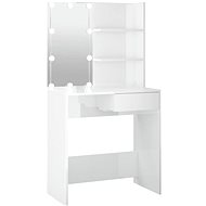 Shumee Dressing table with LED glossy white 74,5 × 40 × 141 cm - Dressing Table