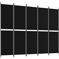 Shumee 5-piece screen black 250 × 200 cm textile - Room Divider