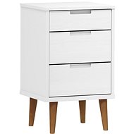 Shumee Noční stolek MOLDE bílý 40 × 35 × 65 cm masivní borové dřevo - Night Stand