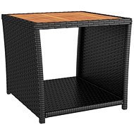 Shumee Čajový stolík s drevenou doskou čierny polyratan masívna akácia - Záhradný stôl