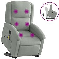 Shumee zvedací polohovací světle šedé, samet - Massage Chair