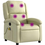 Shumee polohovací krémové pravá kůže - Massage Chair