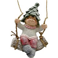 PRODEX Christmas decoration - boy on a swing, leaf cap, 41 × 33 cm - Christmas Decoration