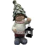 PRODEX Christmas decoration - boy with lantern, leaf cap, 46 × 20 cm - Christmas Decoration