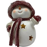 PRODEX Christmas decoration - LED snowman, with pink hat, 25 × 18 cm - Christmas Decoration
