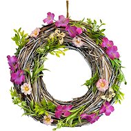 DOMMIO Easter decoration - Straw wreath with flowers, diameter 30 cm - Wreath