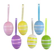DOMMIO Easter eggs striped 6 pcs, 6 × 4 cm - Easter Decoration