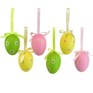 DOMMIO Easter eggs with flowers 6 pcs, 6 × 4 cm - Easter Decoration