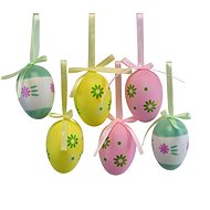 DOMMIO Easter eggs with flowers 6 pcs, 6 × 4 cm - Easter Decoration