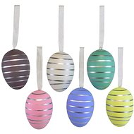 DOMMIO Easter eggs with stripes 6 pcs, 6 × 4 cm - Easter Decoration