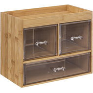 5five Cosmetic accessory organiser with drawers and shelf, bamboo - Makeup Organiser