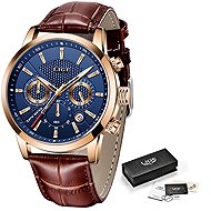 Lige Men's watch - brown/blue 9866-9 + free gift - Watch