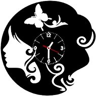 Clock LP vynil 30cm Woman with butterfly - Wall Clock