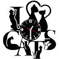Clock LP vynil 30cm I love Cats - Wall Clock