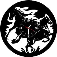 hodiny vynil dva utíkající koně - Wall Clock