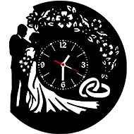 hodiny vynil ženich a nevěsta s prstýnky - Wall Clock