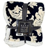 Home Elements Blanket with lamb 150 × 200 cm, jacquard flower pattern, blue - Blanket