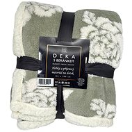 Home Elements Blanket with lamb 150 × 200 cm, jacquard rose pattern, grey with white lamb - Blanket