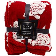 Home Elements Blanket with lamb 150 × 200 cm, jacquard rose pattern, red - Blanket