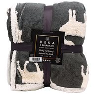 Home Elements Blanket with lamb 150 × 200 cm, jacquard moose pattern, dark grey - Blanket