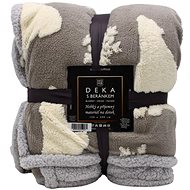 Home Elements Blanket with lamb 150 × 200 cm, jacquard polar bear pattern, grey - Blanket
