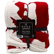 Home Elements Blanket with lamb 150 × 200 cm, jacquard polar bear pattern, red - Blanket