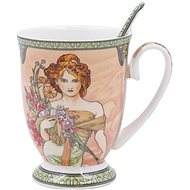 Home Elements porcelain mug 280 ml with spoon, Mucha, Spring - Mug