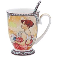 Home Elements porcelain mug 280 ml with spoon, Mucha, Summer - Mug